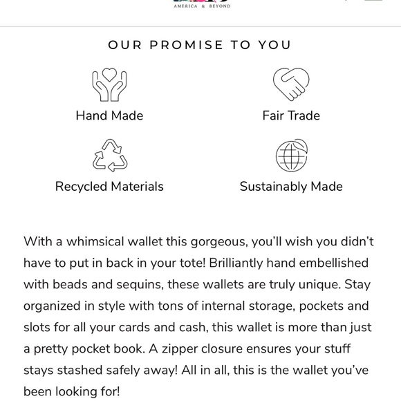 America & Beyond NWT embellished beaded wallet with wristlet - black butterfly - Picture 12 of 12